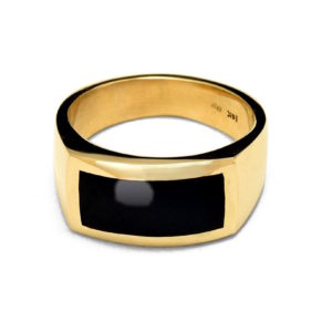 men's Gold ring with black onyx inlay