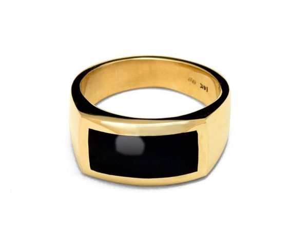men's Gold ring with black onyx inlay