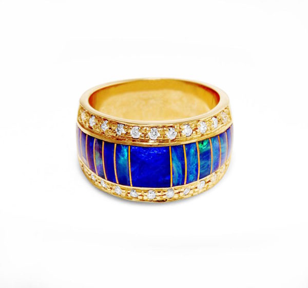 Gold ring with opal and diamonds