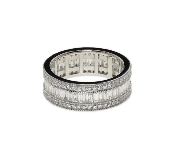 White gold band surrounded with diamonds