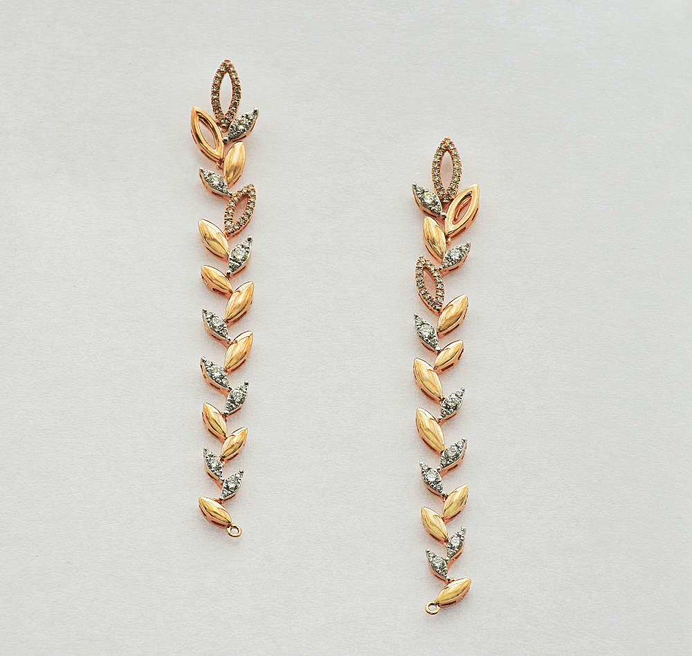 Gold and diamond earrings