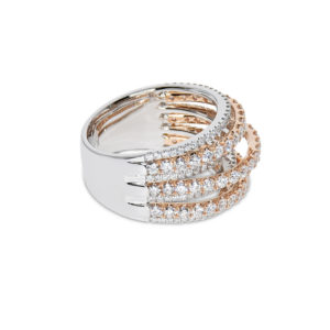 A multiple band ring with diamonds