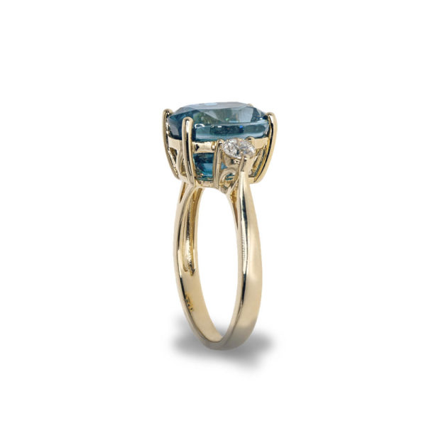 Gold Ring With Blue Zircon Gemstone